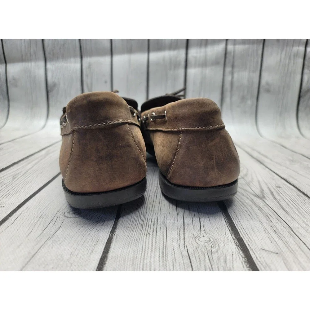 LL Bean Loafers Handsewn Moccasins Camp Moc Brown Leather Men's 11.5 EE Shoes